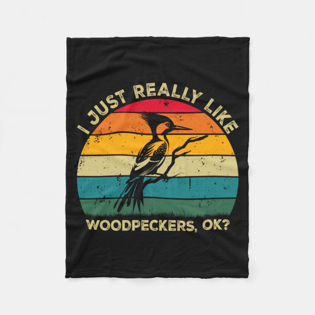 Wie Spechte Ok_ Lustiger Specht Retro Fleecedecke (Vorderseite)