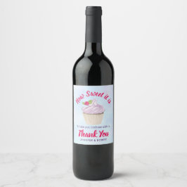 Wie süß es ist Pink Cupcake Wedding Danke Weinetikett