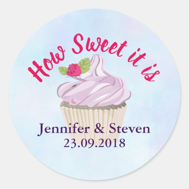 Wie süß es ist Pink Cupcake Wedding Runder Aufkleber (Vorderseite)