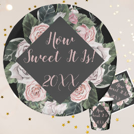 Wie süß es ist rosa Rosen Abschluss Pappteller