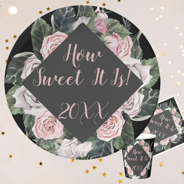 Wie süß es ist rosa Rosen Abschluss Pappteller (Von Creator hochgeladen)