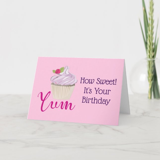 Wie Sweet Birthday Cupcake Karte (Vorderseite)