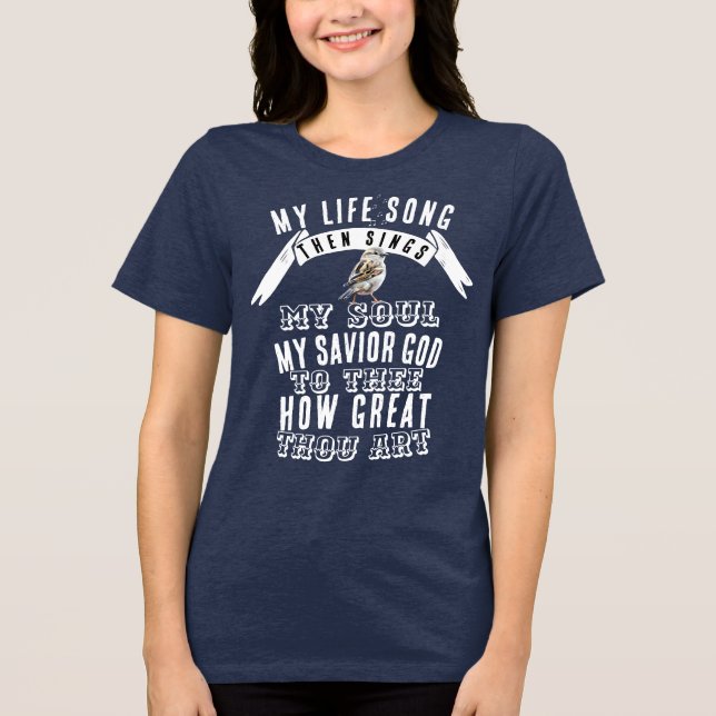 Wie toll du bist Niedlicher Vogel Christlich singe Tri-Blend Shirt (Vorderseite)