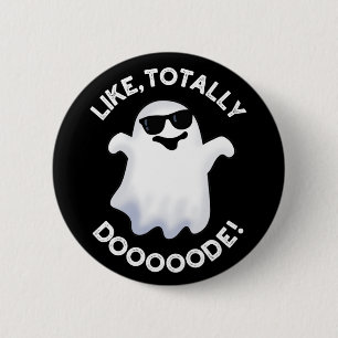 Wie Totally Doode Funny Ghost Pun Dark BG Button