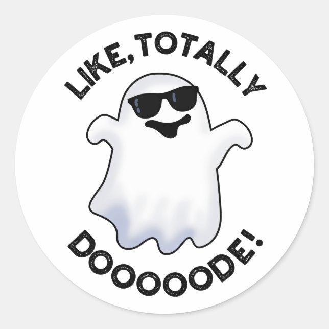 Wie Totally Doode Funny Ghost Pun Runder Aufkleber (Vorderseite)