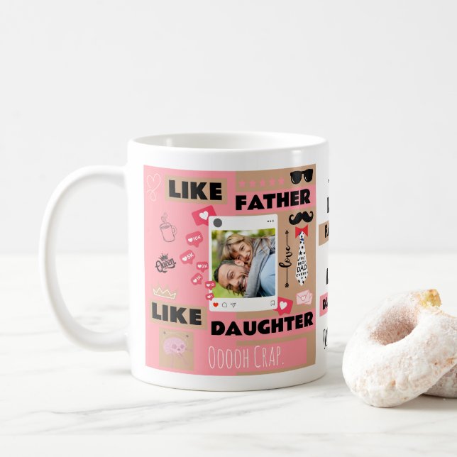 Wie Vater wie Tochter, Crap Funny Foto Kaffeetasse (Mit Donut)
