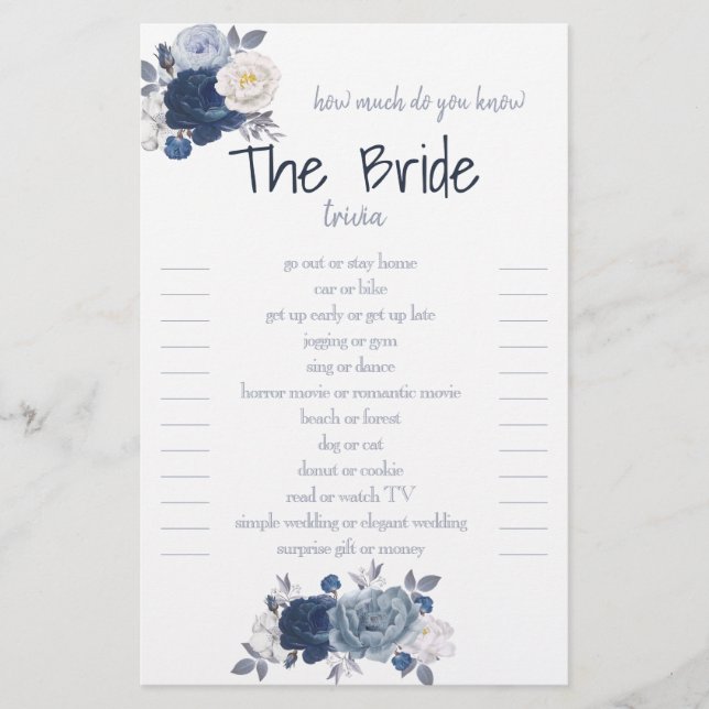 Wie viel wissen Sie über den Flyer The Bride Trivi (Vorne)