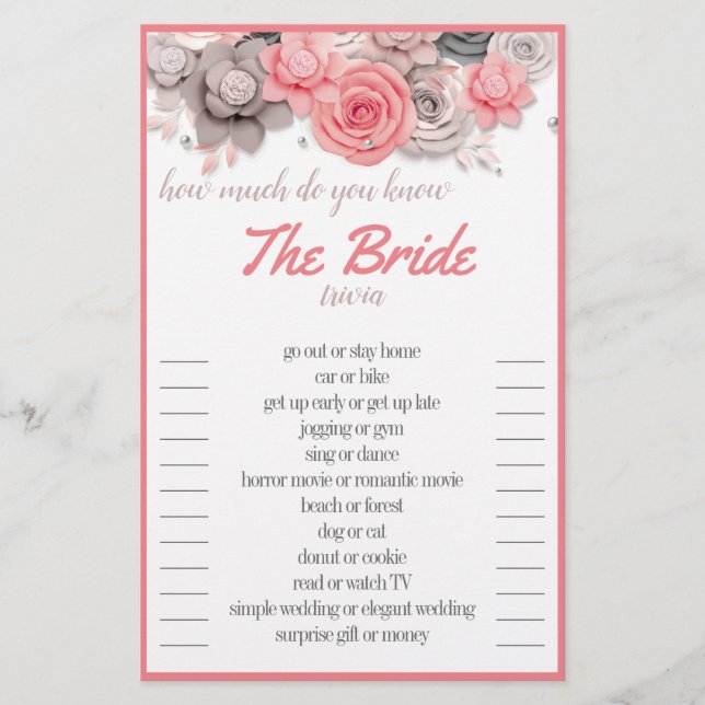 Wie viel wissen Sie über die Bride Trivia Card? Flyer (Vorne)