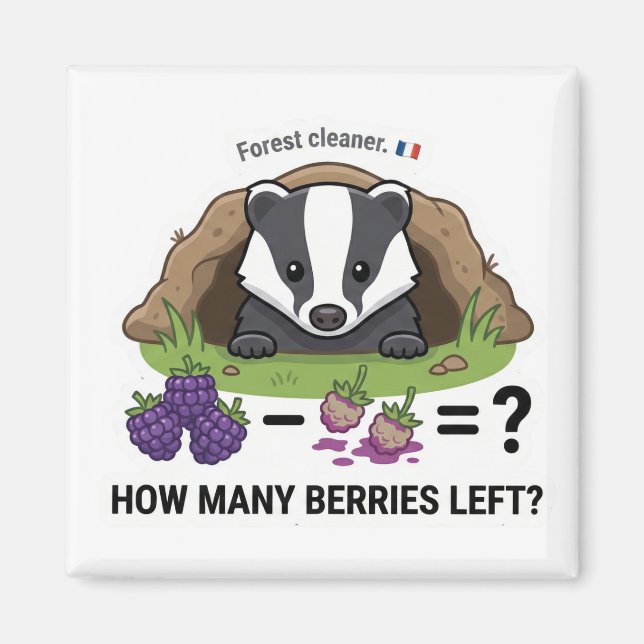 Wie viele Beeren? Dachs Frankreich Mathe Subtrakti Magnet (Vorne)