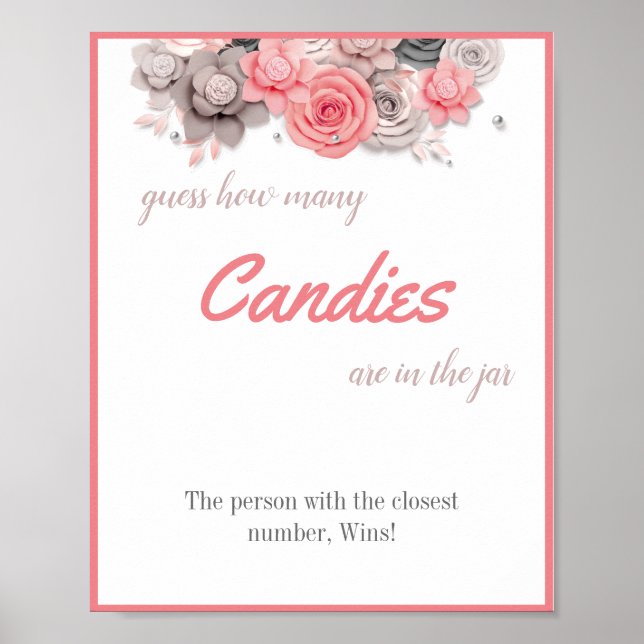 Wie viele Candies Brautparty Game Sign Poster (Vorne)