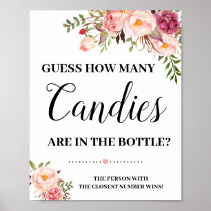 Wie viele Candies Duschgame-Schilder rosa Blume Poster