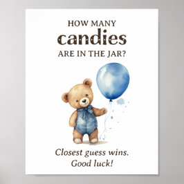 Wie viele Candies Teddy Bear Boy Baby Dusche Poster