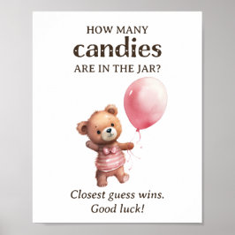 Wie viele Candies Teddy Bear Girl Baby Dusche Poster