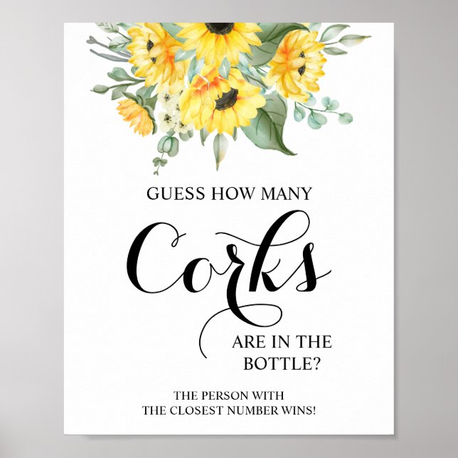 Wie viele Corks Sonnenblumen Brautparty-Spielzeich Poster (Vorne)