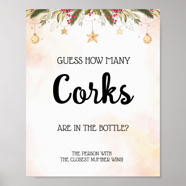 Wie viele Corks Weihnachts-Brautparty-Zeichen Poster (Vorne)