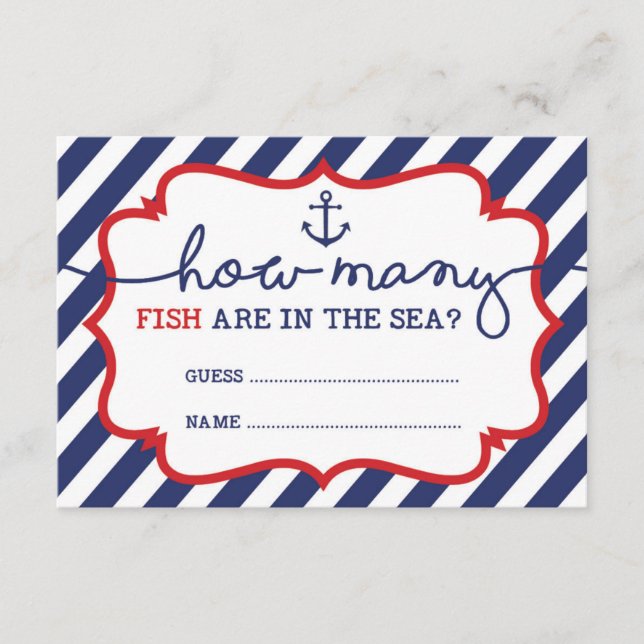 Wie viele Fische sind im Sea Baby Shower Game? Begleitkarte (Vorderseite)