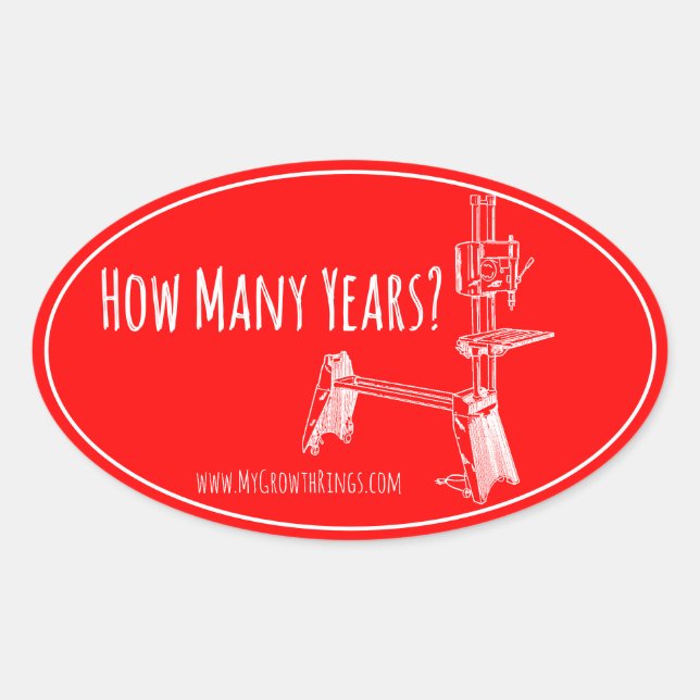 "Wie viele Jahre?" MyGrowthRings Oval Sticker (Vorderseite)