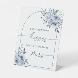 Wie viele Kisses Brautparty Dusty Blue Game Sign Sockelschild