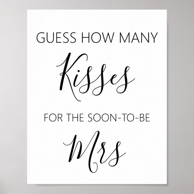 Wie viele Kisses Brautparty Game Poster (Vorne)