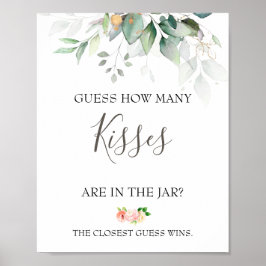 Wie viele Kisses Brautparty Game Poster