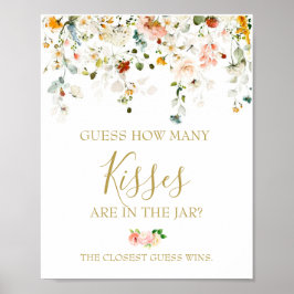 Wie viele Kisses Brautparty Game Poster