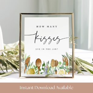 Wie viele Kisses Brautparty Game Sign Poster