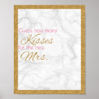 Wie viele Kisses Marmor und Gold Brautparty Spiel