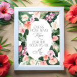 Wie viele Kisses Tropenblumenspiel-Brautparty Poster<br><div class="desc">Wie viele Kisses Tropical Floral Brautparty Poster. Matching-Elemente verfügbar. Vollständige Sammlung: https://www.zazzle.com/collections/watercolor_tropical_flowers_and_leaves-119671500108864210</div>