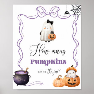 Wie viele Kürbisse Halloween lila Schleife Poster
