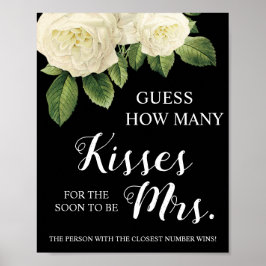 Wie viele Küsse für Mrs. Brautparty Game Sign Poster
