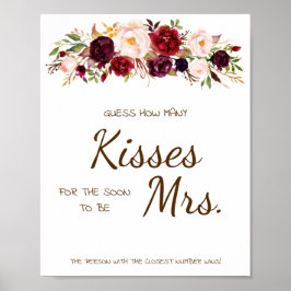Wie viele Küsse für Mrs. Marsala Shower Game Sign Poster