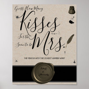 Wie viele Küsse für Mrs. Pen & Inkwell Game Sign Poster