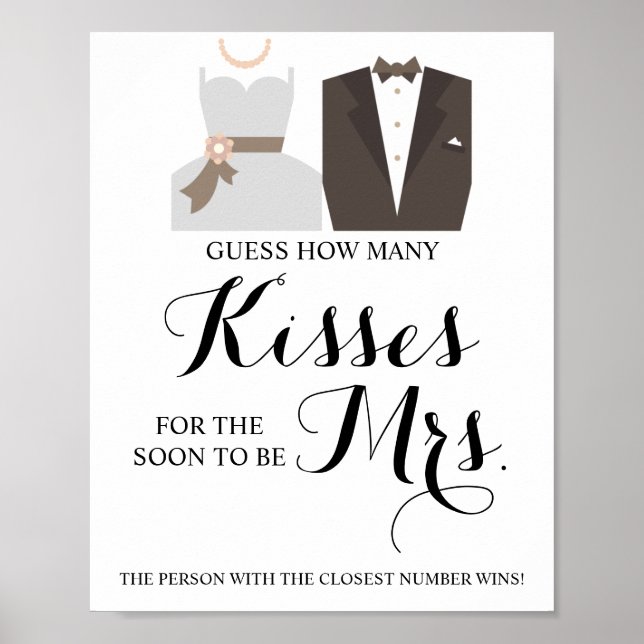 Wie viele Küsse für Mrs. Shower Game Sign Poster (Vorne)