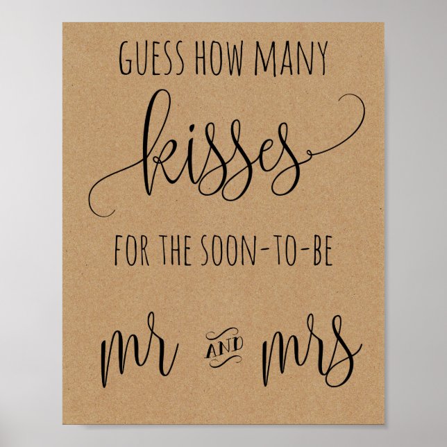 Wie viele Küsse Mr. und Mrs. Game Sign Poster (Vorne)