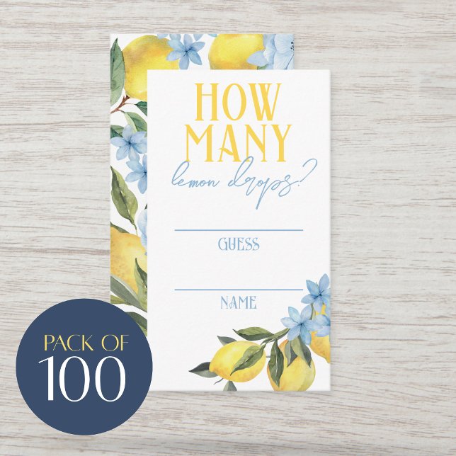 Wie viele Lemon Drop Party Guess Cards Visitenkarte (100 How Many Lemon Drops Game Guess Cards. For Main Squeeze bridal shower / Little Lemon baby shower)