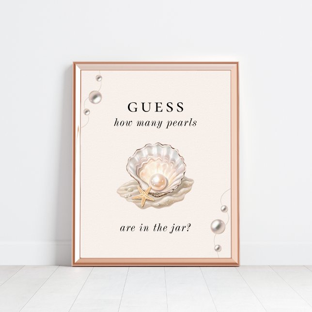 Wie viele Pearls Coastal Baby Dusche Spielzeichen Poster (Von Creator hochgeladen)