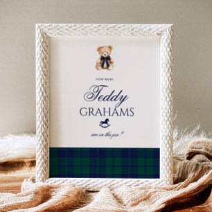 Wie viele Teddy Grahams Teddy Bär Navy-Schleife Poster