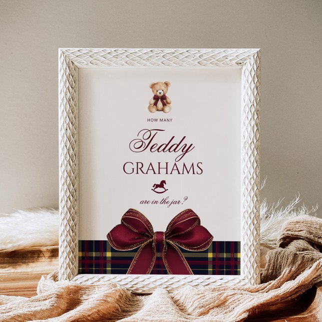 Wie viele Teddy-Grahams Teddy Bär roter Bogen Poster (Von Creator hochgeladen)