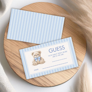 Wie viele Teddybären Blaue Streifen Baby Shower Sp Visitenkarte