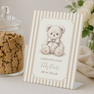 Wie viele Teddybären Brown Stipes Süße Babyparty Sockelschild