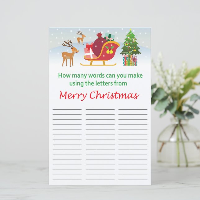 Wie viele Worte kannst du aus frohen Weihnachten m (Stehend Vorderseite)