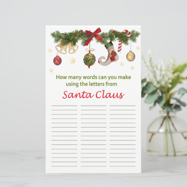 Wie viele Wörter können Sie aus Sanda Claus machen (Stehend Vorderseite)