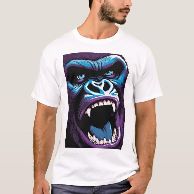 Wie wäre es mit "Wilder Roar": Gorilla Open Mouth T-Shirt (Vorderseite)