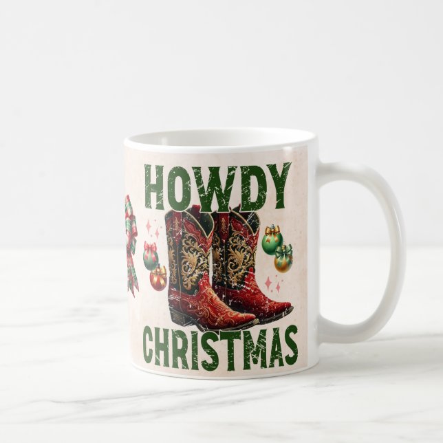 Wie Weihnachten Cowboy Boot Western Xmas Green Red Kaffeetasse (Rechts)