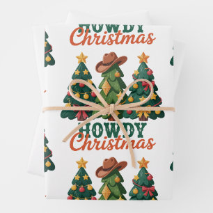 Wie Weihnachten Western Cowgirl Cowboy Country Geschenkpapier Set