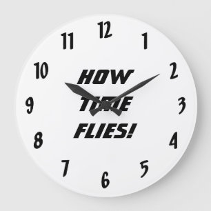 Wie Zeit fliegt! - Schwarzes und Weiß Große Wanduhr