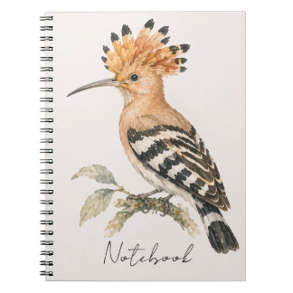 Wiedehopf Aquarell-Notizbuch Notizblock
