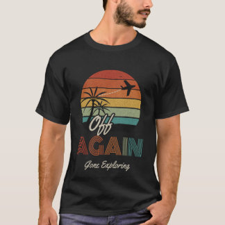 Wieder Abreise Retro-Sonnenuntergang-Reise-Palmen T-Shirt
