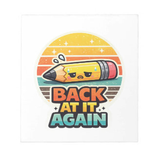 Wieder dabei lustiger Bleistift Schuldesign Notizblock