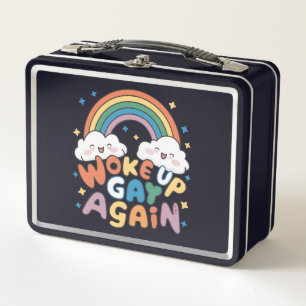 Wieder gay aufgewacht LGBT-Stolzmonat Groovy Metall Brotdose